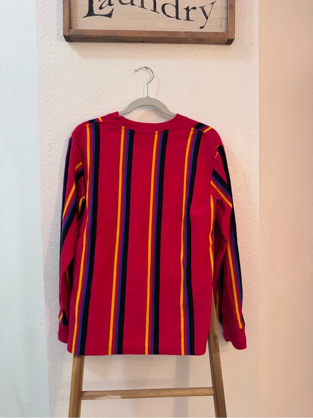Obey Unisex Long Sleeve Top w/ Red Stripes 100% Cotton Back to School